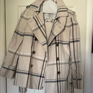 Coach Women's Tan and Gray Plaid Trench Coat
